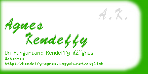 agnes kendeffy business card